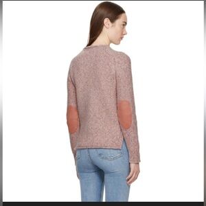 Rag & Bone Francie Wool Blend Rolled Crewneck Suede Elbow Patch Sweater Medium